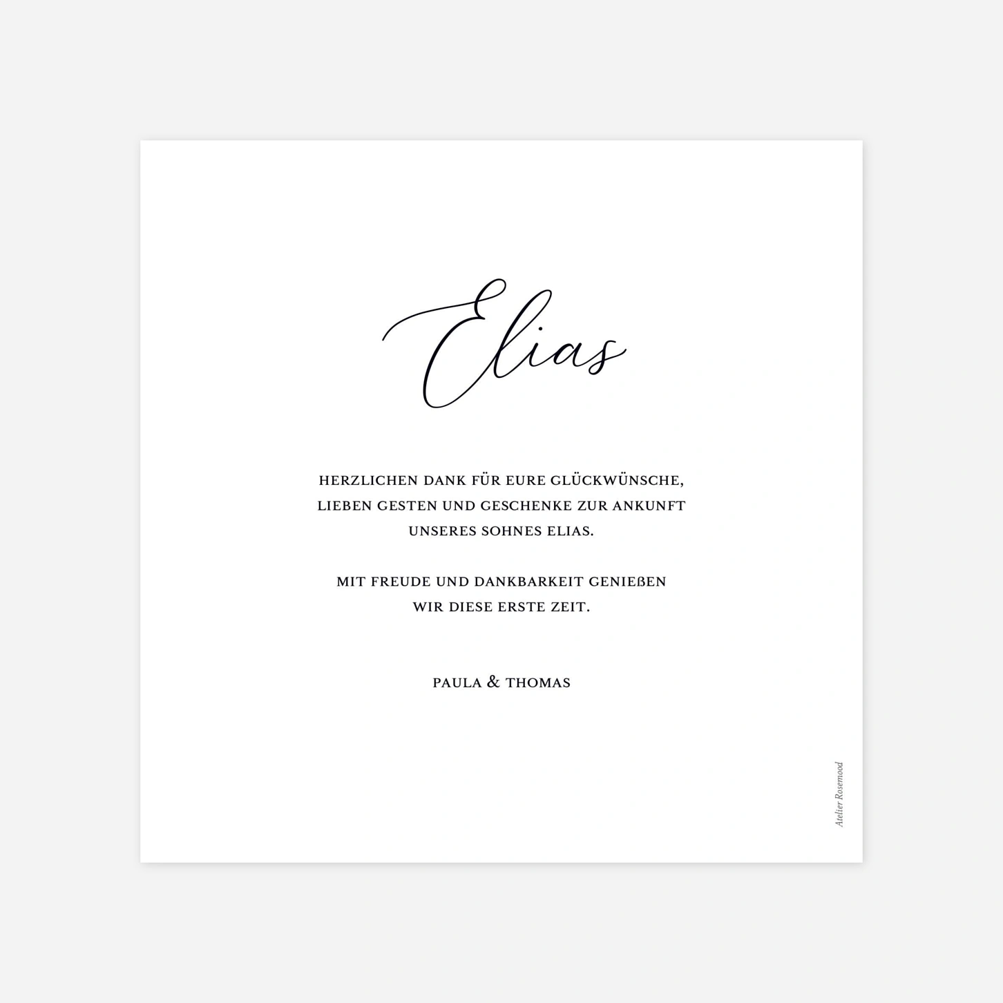 Geburtskarte Feine Handschrift