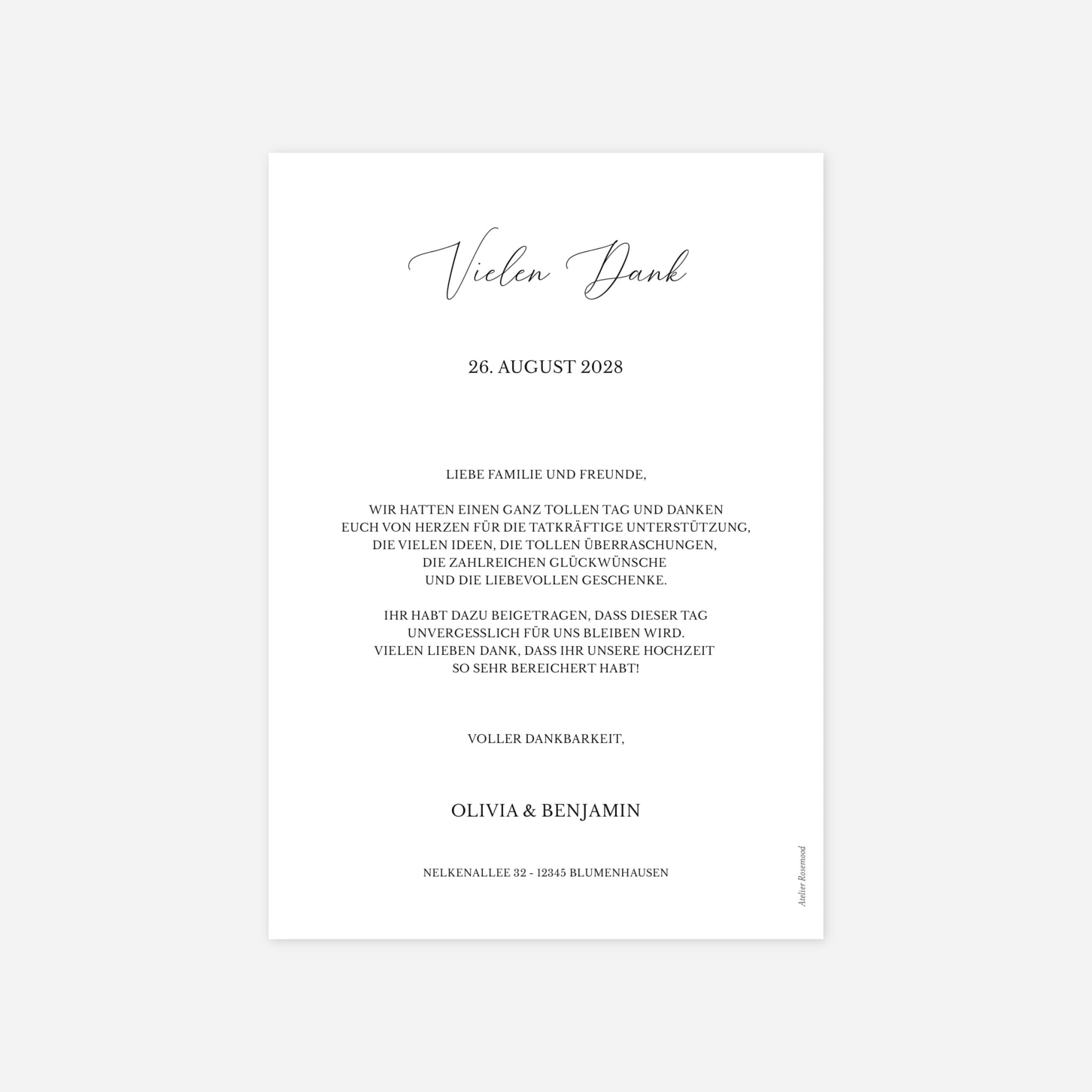 Dankeskarte Hochzeit Zarte Verbundenheit