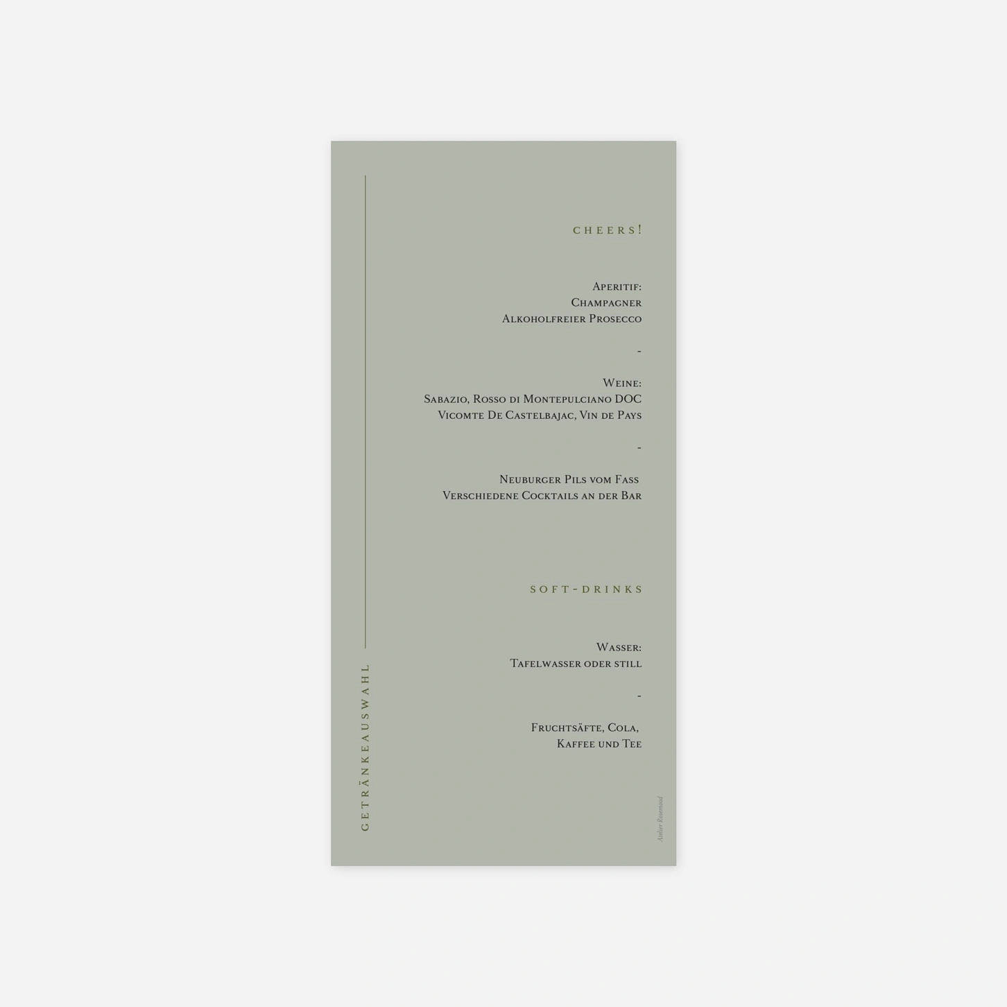 Menükarte Hochzeit Zeitlose Eleganz