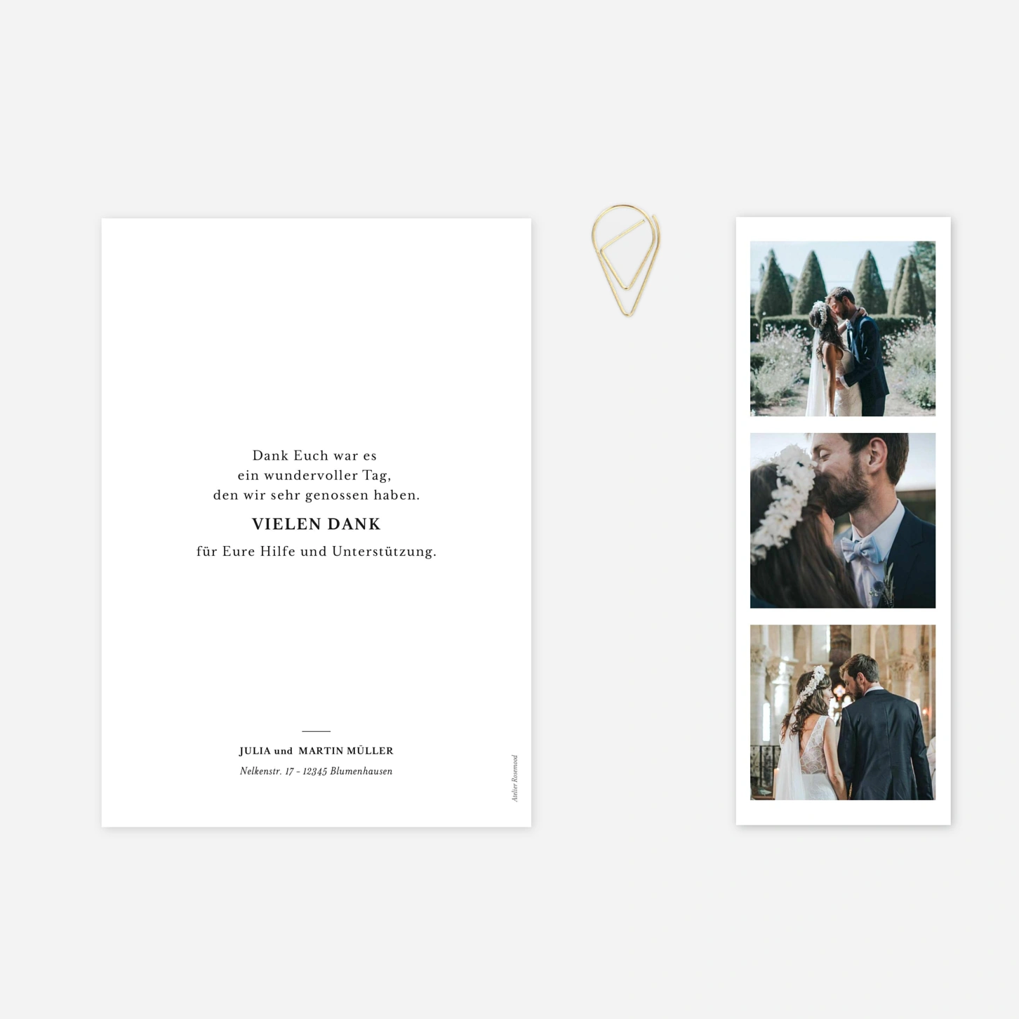 Dankeskarte Hochzeit Zeitlos