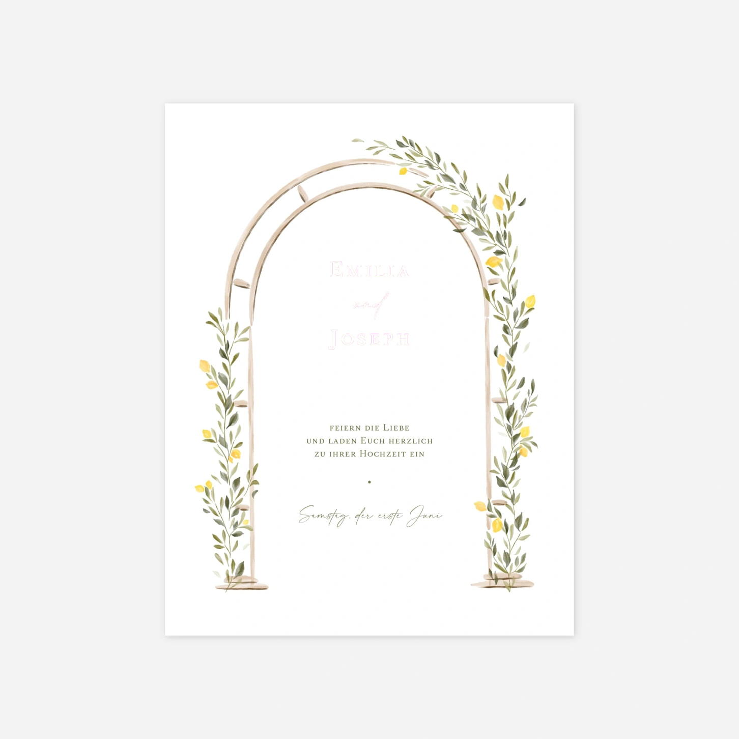 Hochzeitseinladung Zitruslaube