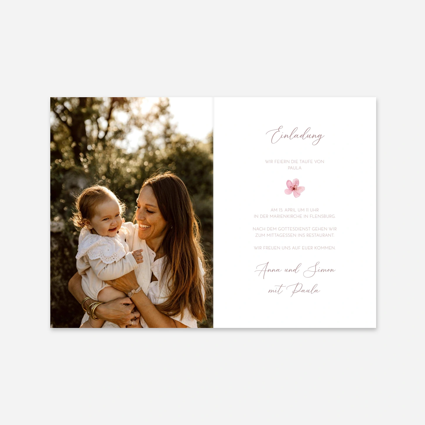 Taufeinladung Zarte Kirschblüte