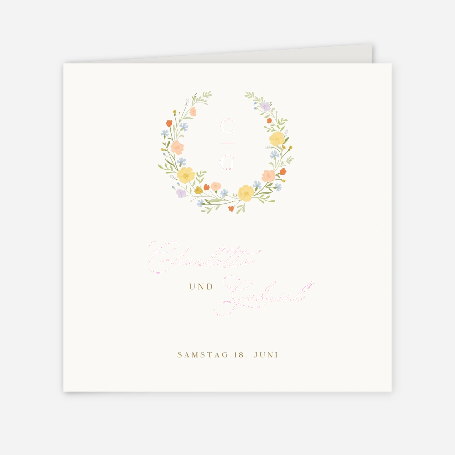 Hochzeitseinladung Zartes Monogramm
