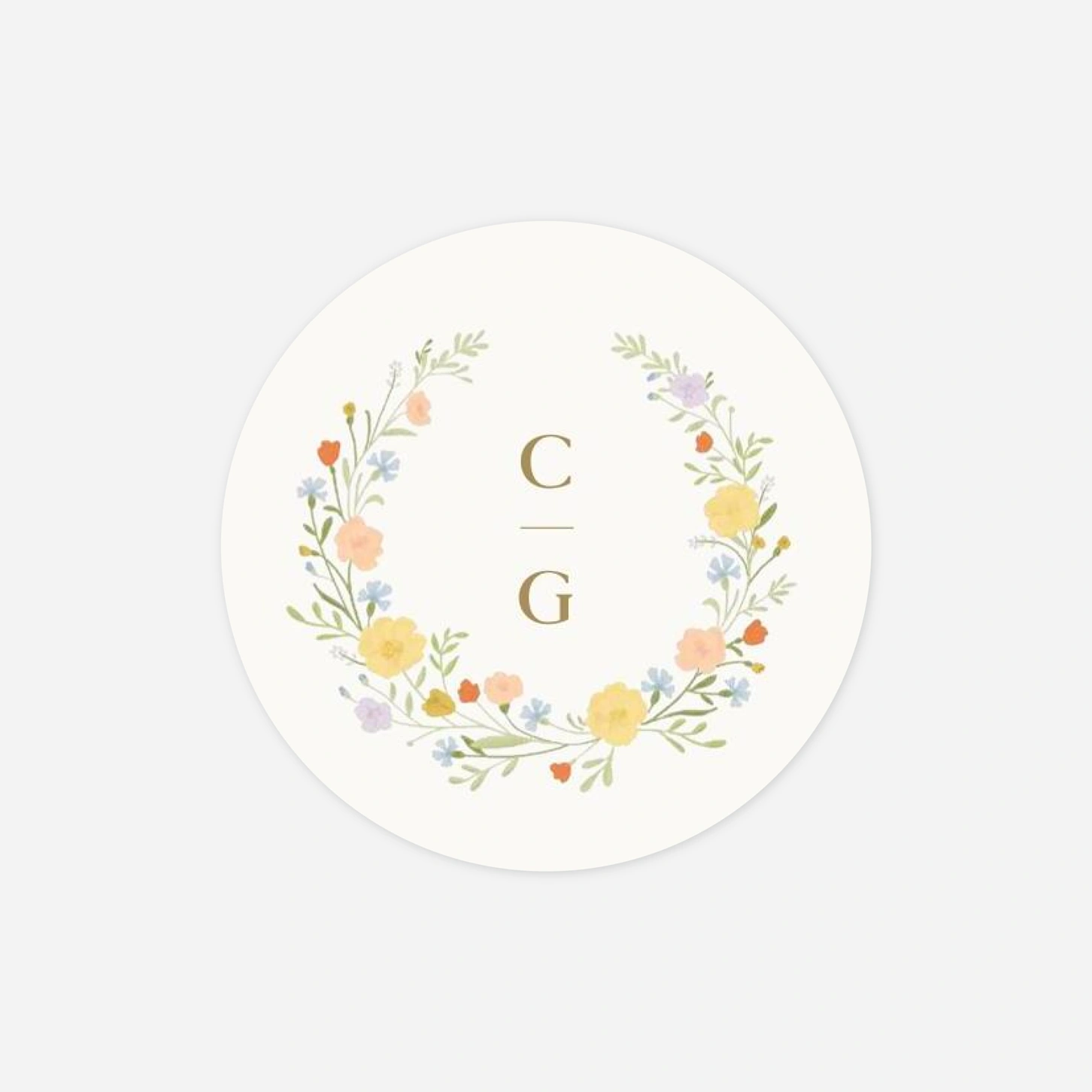 Geschenkaufkleber Hochzeit Zartes Monogramm