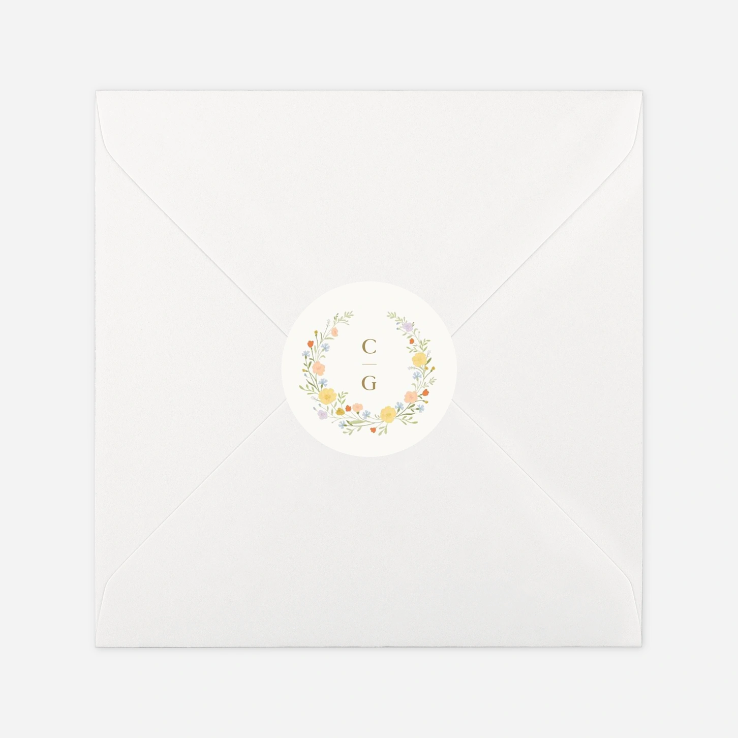 Geschenkaufkleber Hochzeit Zartes Monogramm