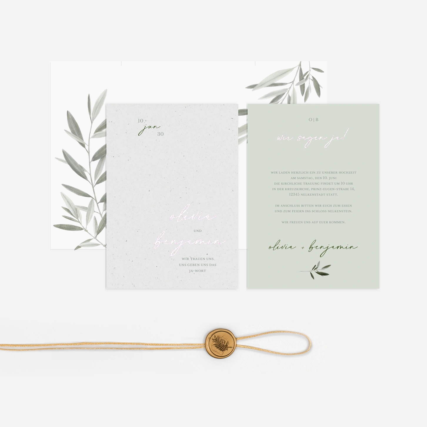 Hochzeitseinladung Zarter Olivenduft