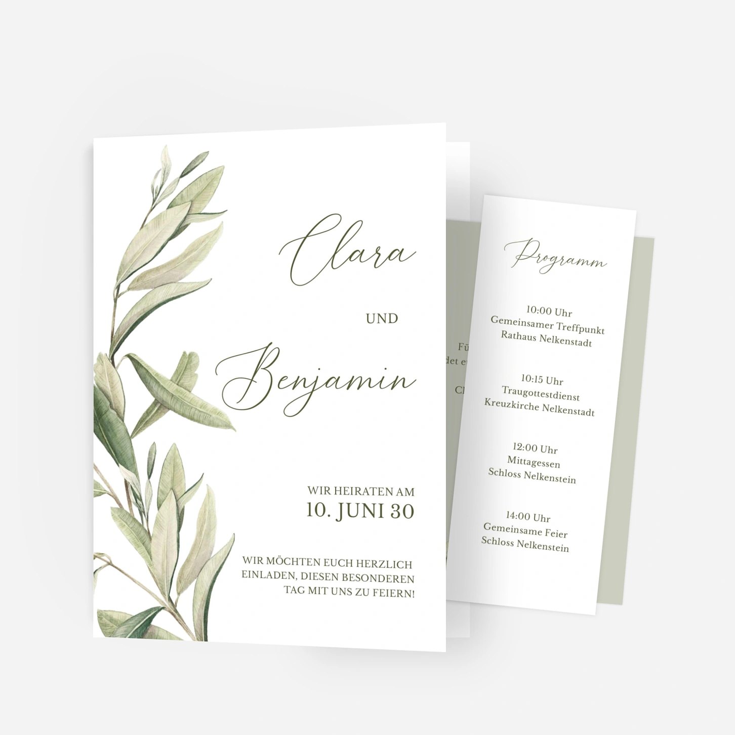 Hochzeitseinladung Zarter Olivenzweig