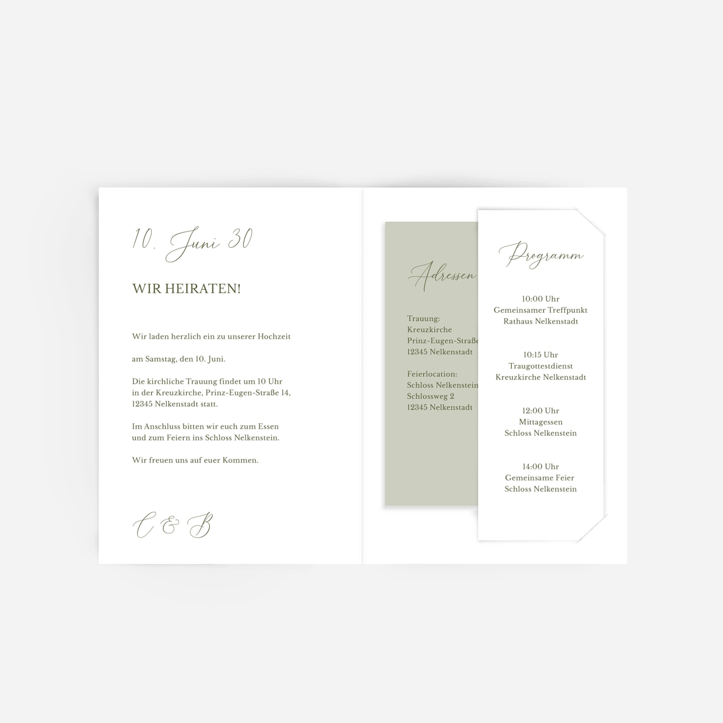 Hochzeitseinladung Zarter Olivenzweig