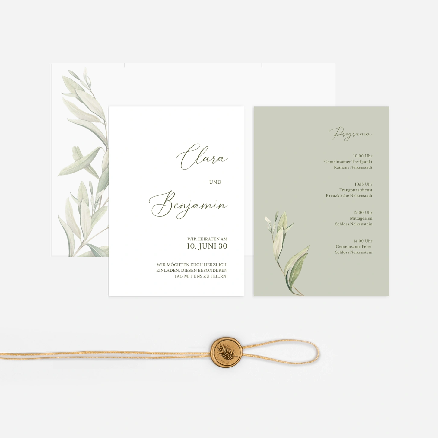 Hochzeitseinladung Zarter Olivenzweig
