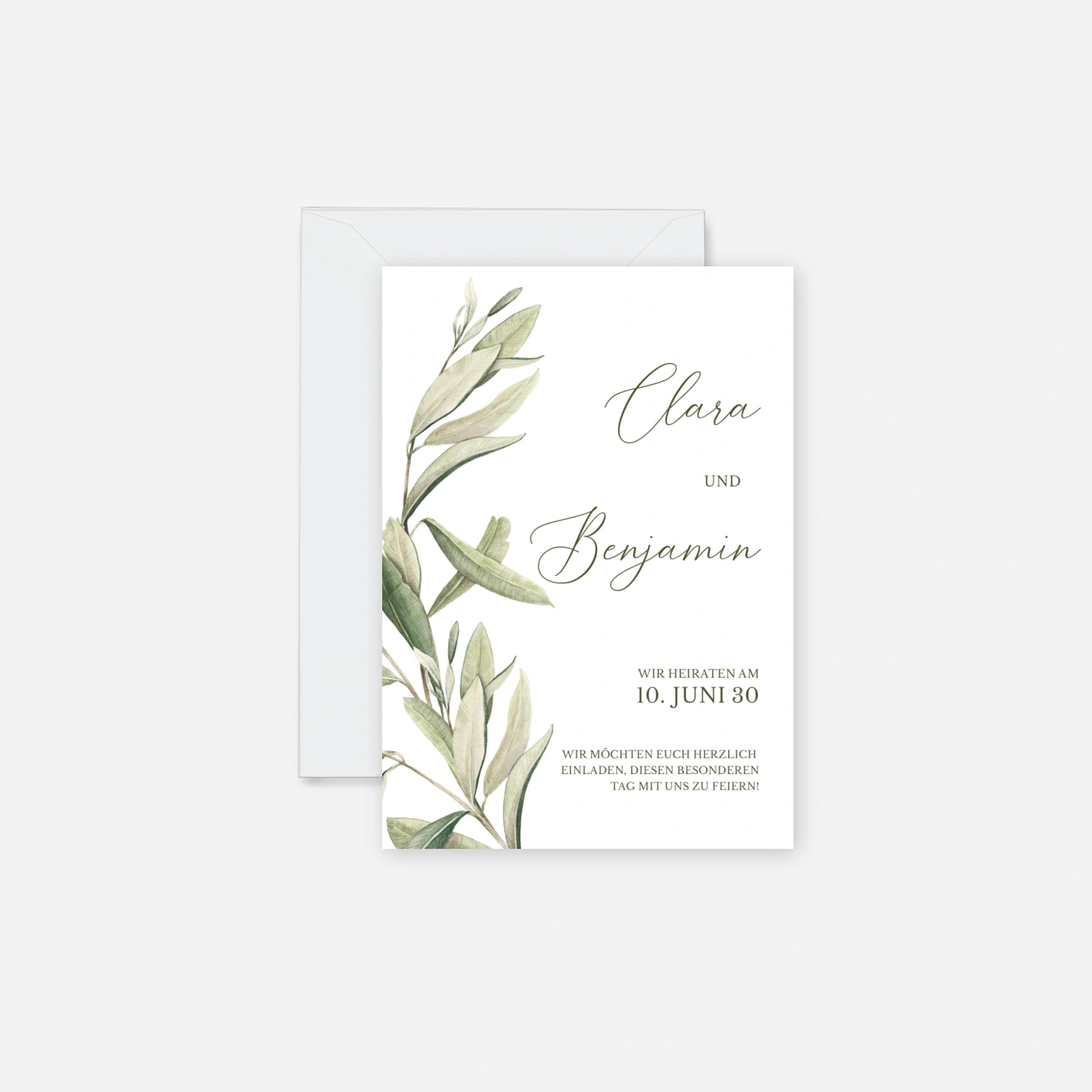 Hochzeitseinladung Zarter Olivenzweig