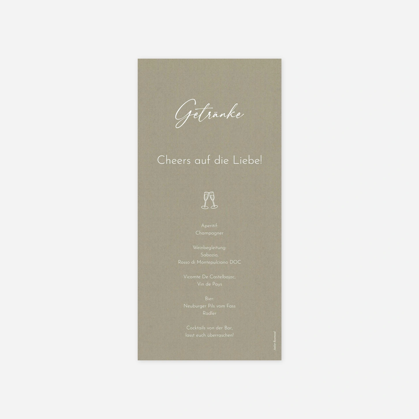 Menükarte Hochzeit Zarte Symbole